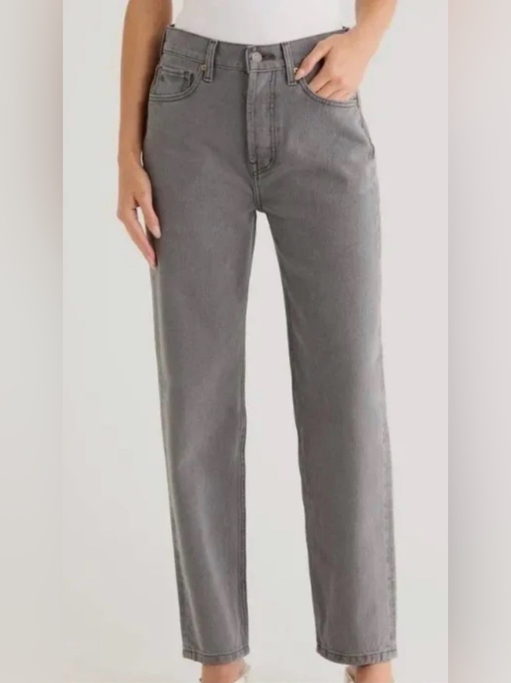 ETICA Size 33 Organic Cotton Tyler High Rise Straight Denim In Chalk NWT